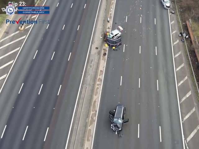 Footage captures the moment a "selfish" driver sped the wrong way down the M25 in a stolen van-- killing two people. 