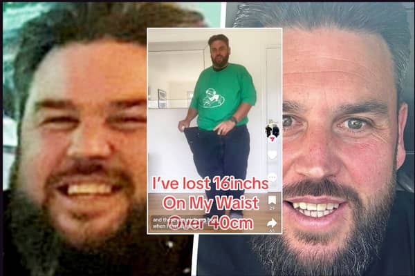 Simon Parnell, 42, tipped the scales at 35 stone but has lost 15 stone despite struggling to control himself around food.