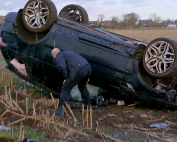 The car which was stolen and crashed after being driven at 120mp (Photo: SWNS)