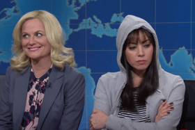 Fans of Parks and Recreation were treated to an impromptu reunion as Amy Poehler joined former castmate Aubrey Plaza during this weekend’s Saturday Night Live (Credit: NBCUniversal)