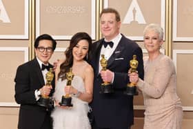 Ke Huy Quan, Michelle Yeoh, Brendan Fraser and Jamie Lee Curtis at the Oscars 2023