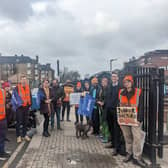 Junior doctors forming a picket line outside St George’s hospital on Monday (March 13) in London. Photo by Lynn Rusk 