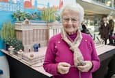 A 93-year-old great-great-gran who has a British Empire Medal (BEM) for her knitting has since created a massive 6ft Buckingham Palace out of wool.
