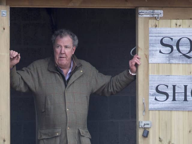 Jeremy Clarkson outside his Diddly Squat farm shop in Chipping Norton, Oxfordshire. 