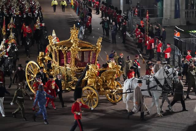 An early morning rehearsal of the coronation took place in London