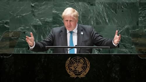 Boris Johnson addressed the 76th Session of the U.N. General Assembly and spoke about the threat of climate change (Getty Images)