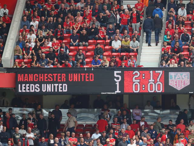 The scoreboard showing the result following the Premier League match between Manchester United and Leeds United at Old Trafford (Getty Images)