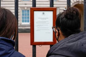 The Duke of Edinburgh's death was confirmed with the age-old tradition of placing a notice on the railings of Buckingham Palace
(Photo by John Phillips/Getty Images)