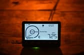 A smart meter displaying electricity usage is seen in a domestic property in south London.  Photo for illustrative purposes.