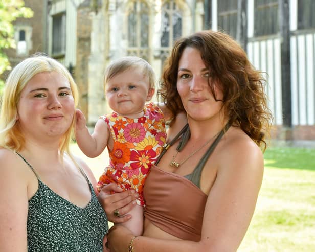 Ruth Clayton with her daughter Rose and baby granddaughter Cora.  