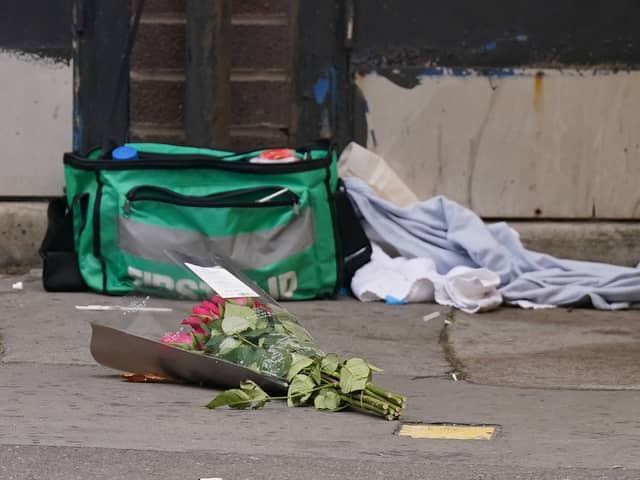 The scene near the Whitgift shopping centre in Croydon, south London after a 15-year-old girl was stabbed to death on Wednesday morning. (PA)