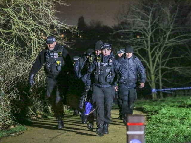 Emergency crews at Babbs Mill Lake, Kingshurst, Solihull, West Midlands.  December 11, 2022. 