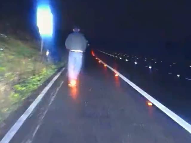 A scooter rider was caught over the drink-drive limit on a motorway hard shoulder Picture: Avon and Somerset police