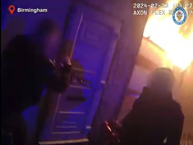 An arson in Villa Road, Lozells, Birmingham, saw officers help two people to safety.
Firearms officers who were out on patrol were the first on the scene after spotting the fire just before midnight on Sunday.
After alerting the fire service, officers entered the next-door building and led the occupants to safety.