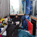 Destiny Mitchell, 26, is homeless and has turned a bus stop into a temporary home on the Bristol Road, Selly Oak, Birmingham.  