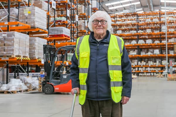 Ivor Ward, 98, at work in EM Pharma.