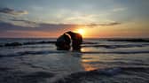Sunset timelapse at Mary's Shell on Cleveleys beach, Lancashire