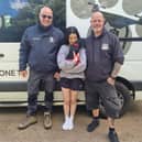 Alannah and Mila with the team from Drone To Home who used their drones to help find her. 