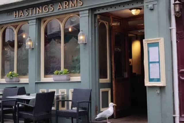 Seagull robs crisps from Hastings shop before nipping into pub.