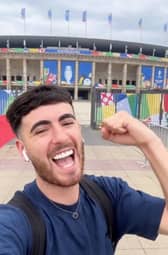 Callum Ryan, 23, who flew to a Euros fan zone in Germany and says it cost him just 74p more than going to one in the UK.  