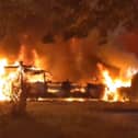 A First bus was set on fire amid the disorder in Harehills, Leeds, on Thursday, July 18. Photo: National World