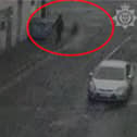 Moment man lured girl, 14, off city street before rape attack.