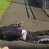 Nial McPartland who breached his restraining order on the day he was released from prison is arrested.