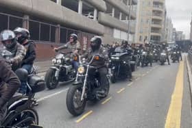 Bikers on Harley Davidsons deliver Lemmy's ashes to Nottingham's Rock City 