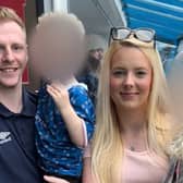 Abbie Guy, 26, with partner Callum Guy, 27, and their children Ava, five, and George, three.