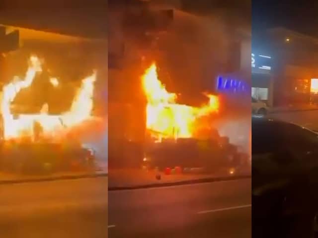 The large blaze at a Birmingham grocery shop, Alum Rock Road, Saltley.