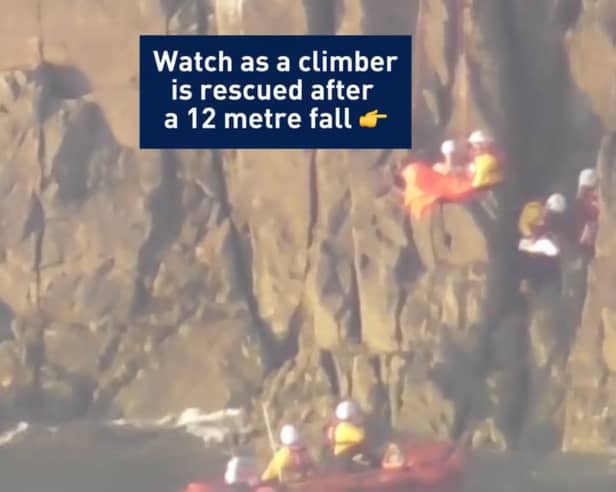 RNLI rescue climber who fell 12m off a cliff