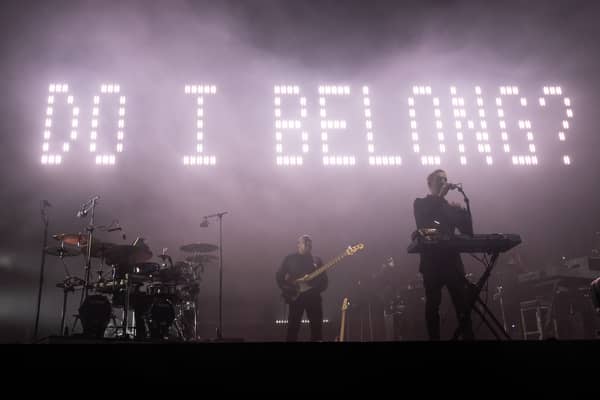 Massive Attack perform during the Act 1.5 concert at Clifton Downs on August 25, 2024 in Bristol, England. Long-time climate campaigners Robert Del Naja and Grant Marshall of the band Massive Attack had the idea to stage a low-carbon gig compatible with the Paris 1.5 climate change agreement but the Covid-19 pandemic delayed it. 