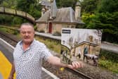 Tim Collis with his holiday cottage at Cromford Station, used as the location for the artwork for Some Might Say by Oasis.