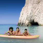 The 'kids' make the most of the White Rocks shore excursion in Argostoli on Cephalonia, Greece.