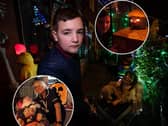 Bailey Wood has done his house up for Halloween, to raise money for Brian House Children's Hospice (inset)