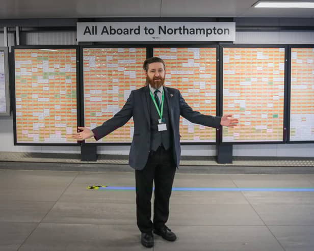 Elliot Badger with his huge collection of railway tickets. 