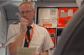 Adrian Johnson makes his retirement speech during his final flight.