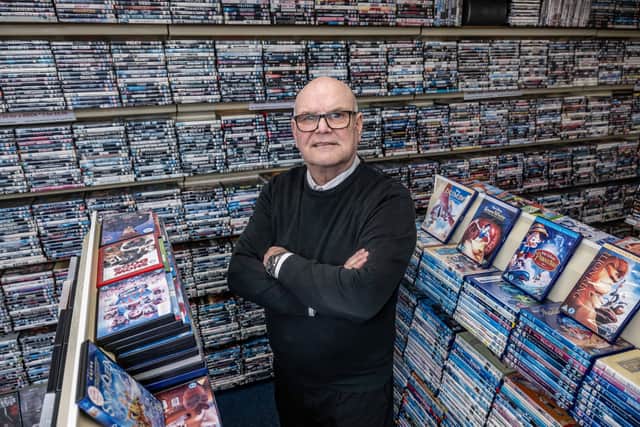 Colin Richards owner of T.V.L Allstar Video rental store in Haverhill, Suffolk.