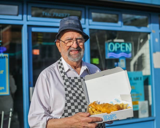 John Panayis at fish and chip shop Nick's Plaice in Northampton.