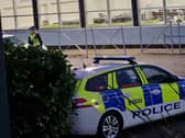 Police remain at the scene at All Saints School, Sheffield