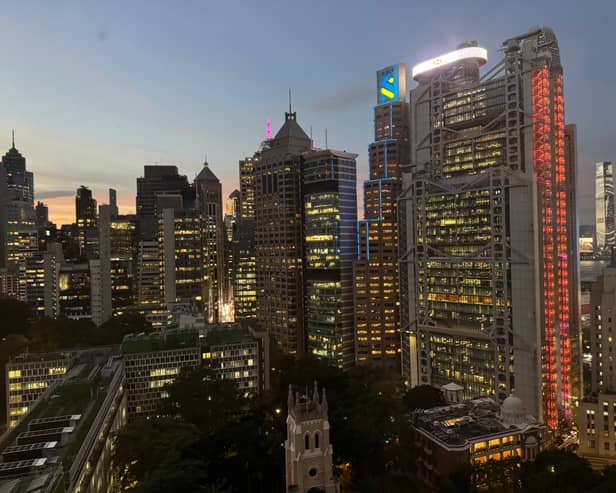 The view from the hotel room at The Murray, Hong Kong