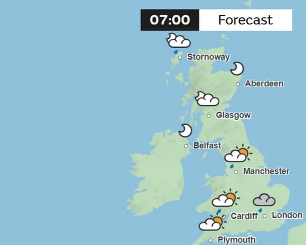 Met Office UK weather map 07:00 February 24.