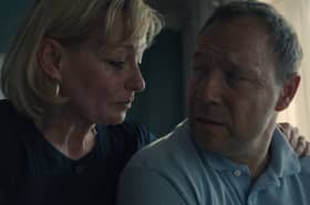Adolescence. (L to R) Christine Tremarco as Manda Miller, Stephen Graham as Eddie Miller, in Adolescence.