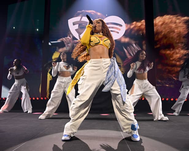 Megan Thee Stallion was indicated in the study to have used derogatory terms as a means of empowerment, but critics argue it reinforces misogyny in music.
