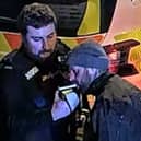 Gavin Twist does a breathalyser test.