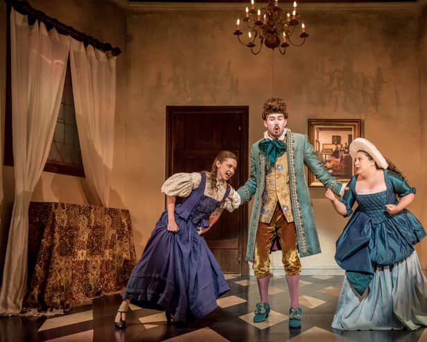Jane Burnell (Mademoiselle Silberklang) Conor Prendiville (Monsieur Vogelsang) and Nazan Fikret (Madam Herz)