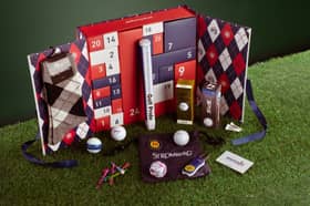The American Golf Luxury Advent Calendar features 24 days of golfing treats, including balls, tees, accessories and more, all presented in festive red, white and blue packaging.
