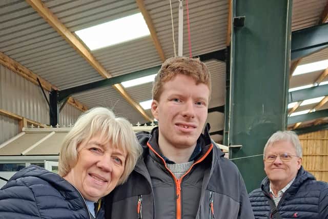 David Alexander and family celebrate his success in achieving 4th place in the showjumping class