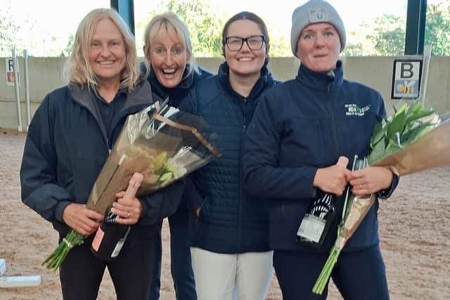 Pictured left to right: Group Coach Alison Riley, Group Chairperson Janine Frost, dressage rider Jessica Limb and Group Coach Bethan Garlick celebrate the event's success