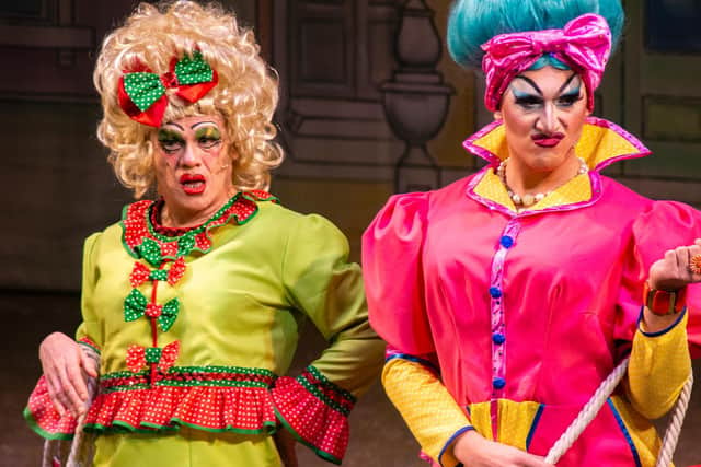 The Ugly Sisters Ivana and Melania played by James Holmes and Jamie Barwood.